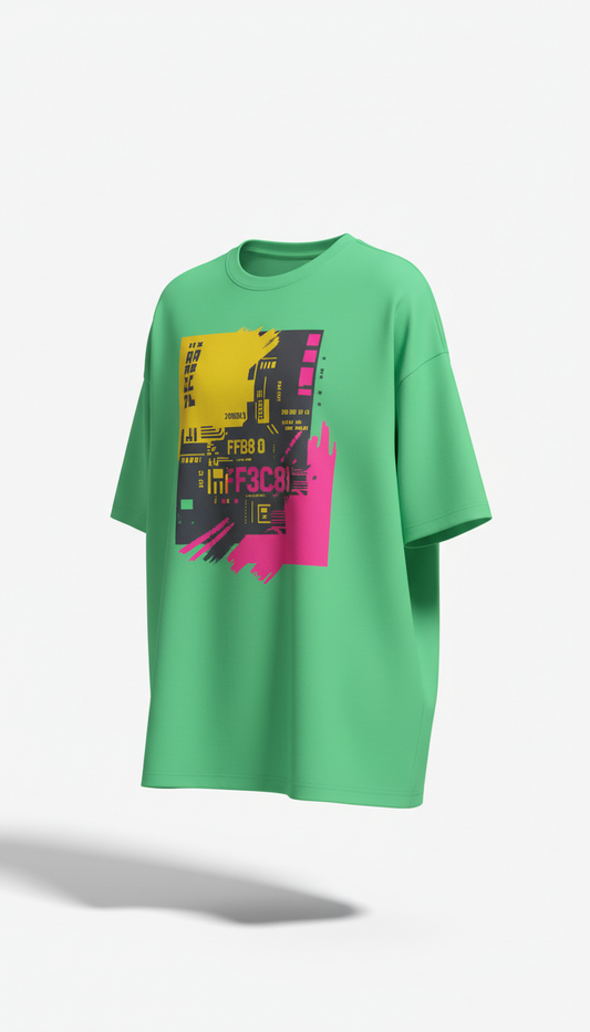 Hype Green Oversized Graphic Tee