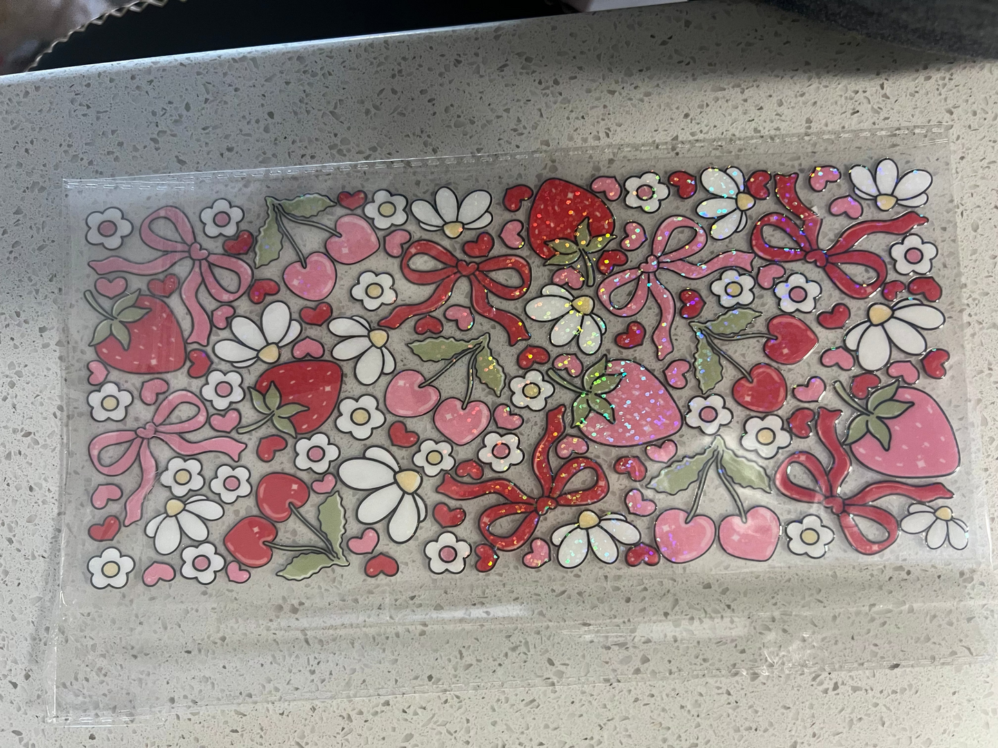Strawberry, Bow, Cherry, Flowers