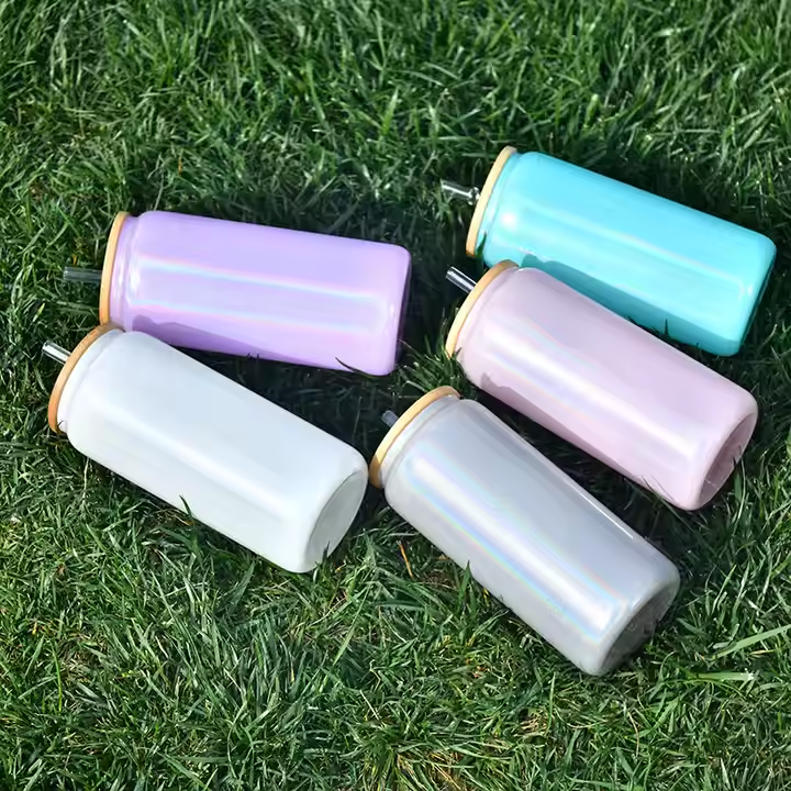 16oz Glass Can W/ Bamboo Lid